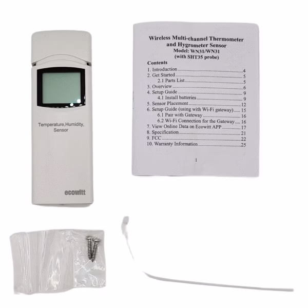 Ecowitt WH31 Temperature and Humidity - What's in the box